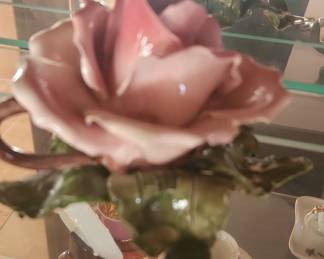 Capodimonte Porcelain Rose Candle Holder