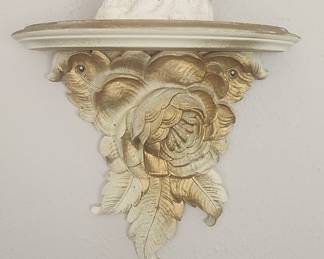 Vintage Syroco Wood Rose Floral Wall Shelf qty 2