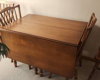 Solid Maple Drop-Leaf Dining Table and Chairs Set