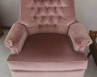 Pink Velvet Swivel Rocker Armchair