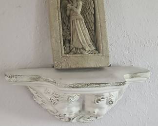 Carruth Studio Nature's Angel Wall Plaque with Cherub Corbel Shelf