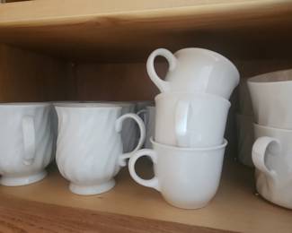 White Milk Glass Coffee Mugs