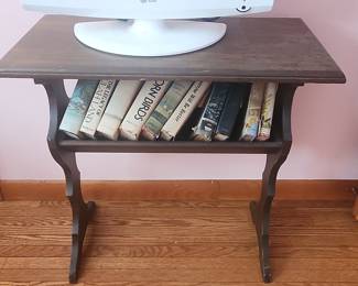 Vintage Wooden Side Table with Magazine Rack