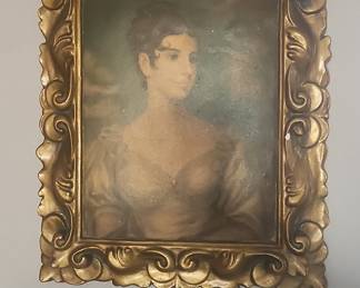 19th Century Portrait of a Woman in Ornate Gilt Frame