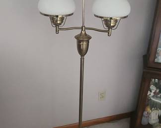 Vintage Brass Double Student Floor Lamp
