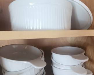 White Ribbed Casserole Dish Set with Ramekins