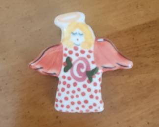 Hand-Painted Ceramic Angel Pin by Pugh