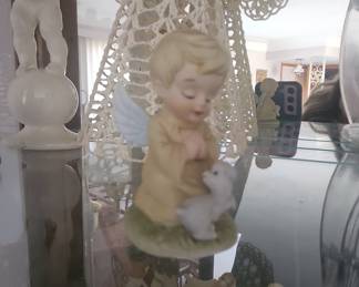 Cherub with Lamb Figurine