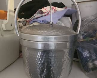 Nasco Italy Hammered Aluminum Ice Bucket with Handle