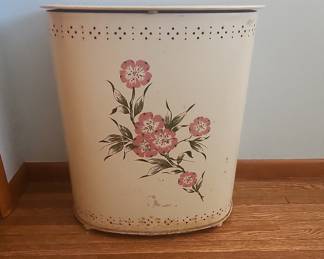 Vintage Detecto Floral Metal Laundry Hamper