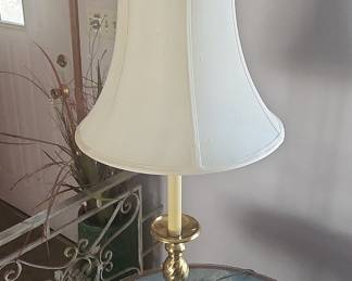 Vintage Stiffel Brass Candlestick Table Lamp with Bell Shade