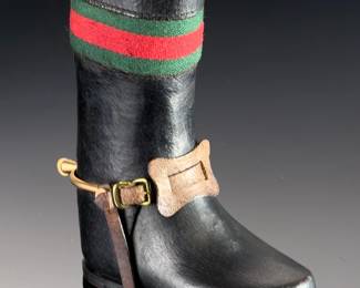 Vintage Gucci Leather Mini Riding Boot Desk Pen Holder Equestrian Accent