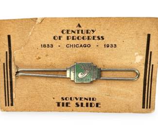 1933 Chicago Century of Progress Tie. Slides &1939 NY World's Fair Pin Lot