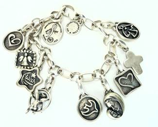 Lot of 2 Vintage Sterling Silver Charm Bracelets, 101.77g Total Weight