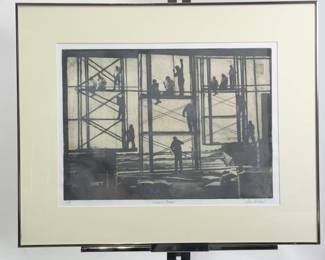 Lita Gaber 'Window Ballet' AP Lithograph, Signed, Construction Scene