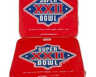 Vintage Super Bowl XXII 1988 GTE Seat Cushions (2) - Washington vs. Denver