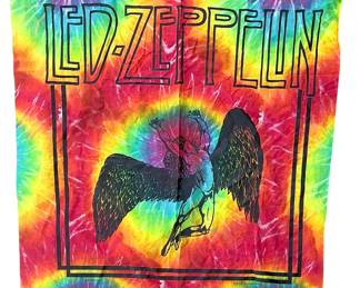 Vintage 1992 Led Zeppelin Tie-Dye Wall Banner - Icarus Swan Song Logo