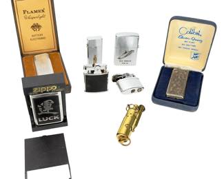 Lot of 8 Vintage Lighters: ZIPPO< Colibri, Ronson, Flamax, Barlow