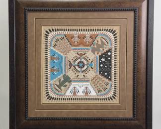 Herbert Ben Sr. Navajo Sandpainting Art: Authentic Native American Framed