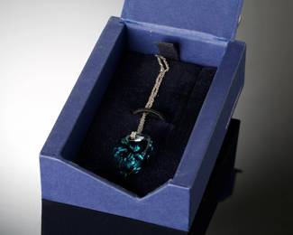 Swarovski Mesmerizing Blue Crystal Heart Pendant Necklace - 20in Chain, 5.2g