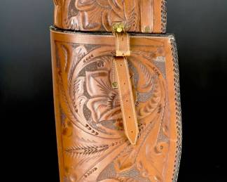 Vintage Tooled Leather Rifle Case - Hecho En Mexico Western Scroll Motif