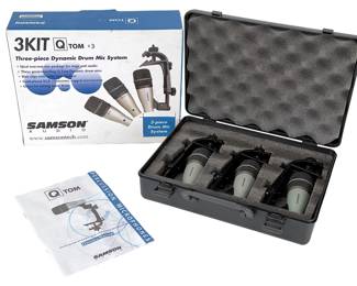 Samson 3 KIT Q Tom Dynamic Drum Microphones System w/ Case & Box, Untested