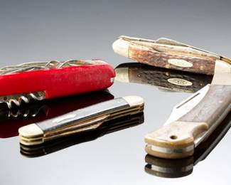 Lot of 4 Vintage Pocket Knives. - CASEXX, Swiss Army Style, & More
