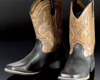 CODY James Men's 10.5D Black & Brown Leather Western Boots w/ Cush Core, NEW