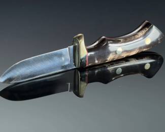 Jim Ort OZ Custom Knives Buffalo Horn Hunting Knife - Unused, Sheath