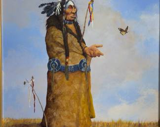 Original Art Robert Taylor "Where Echoes of The Spirits Still Dwell" Painting Native American