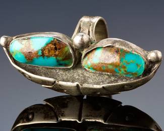 Navajo Silver Turquoise Shadowbox Ring Sz 5.5 Native American Jewelry 10.32g