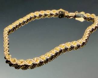 Classic 10K Yellow Gold Rope Chain Bracelet - 8" x 3mm, 1.8g - Signed AAJ