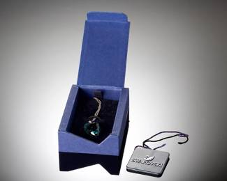 Swarovski Mesmerizing Blue Crystal Heart Pendant Necklace - 20in Chain, 5.2g