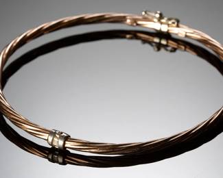 Italian 925 Sterling. &1/20th 14K Gold Filled Cable Bracelet Bangle