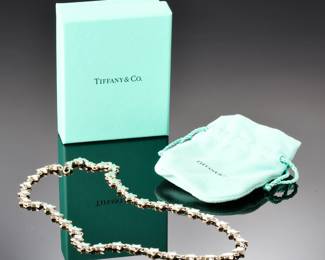 Tiffany & Co Sterling Silver Puff Star Necklace 18" w/ Box & Pouch Collectible