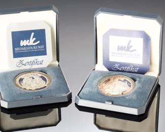 German Silver Commemorative Coins: Nuremberg Christmas & Frauenkirche, c. 1990