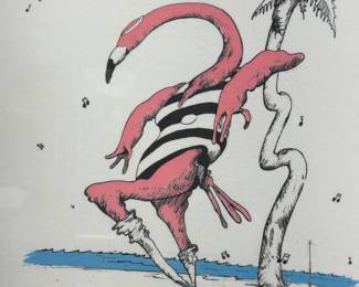 Bo Sterk Pink Flamingo T-Shirt XL Vintage Art Beach Radio Music