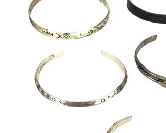 Vintage Southwest Style Lot of. 5Bracelets: Turquoise Cuff, Stamped Metal Bangles