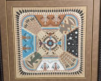 Herbert Ben Sr. Navajo Sandpainting Art: Authentic Native American Framed