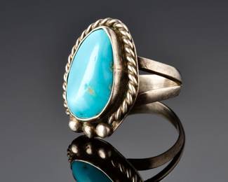 Petite Navajo Silver & Turquoise Ring SZ 5.5 | Native American Jewelry