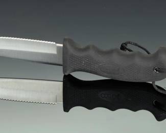 Cutco 5718 Drop Point Hunting Knife w/ Serrated Edge & Leather Sheath, USA