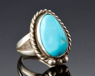 Petite Navajo Silver & Turquoise Ring SZ 5.5 | Native American Jewelry