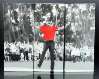 Legendary Wall Art Tiger Woods 3-Piece. CanvasPrint Celebration Golf Art