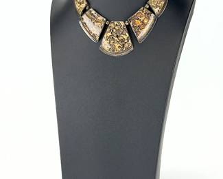 Sterling Silver & Orbicular Jasper Necklace & Earrings Set, 16.5" Long