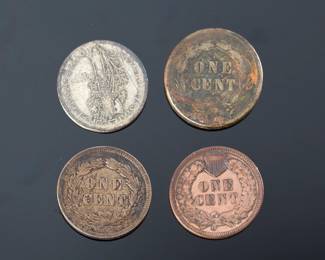 Antique US Coins: 1859 & 1894 Indian. HeadCents, 1927 Mercury Dime Lot of 3