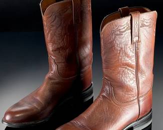 Lucchese 2000 Roper Cowboy Boots Size 10D Brown Leather Excellent Condition