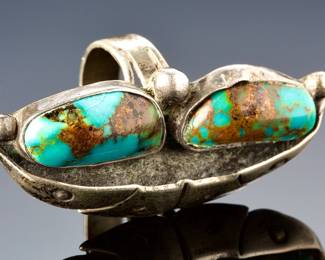 Navajo Silver Turquoise Shadowbox Ring SZ %>% Native American Jewelry 10.32g