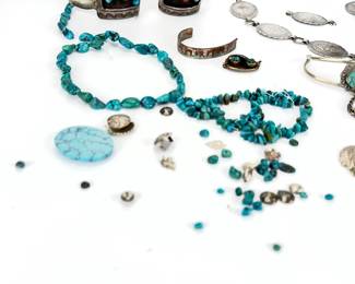 Vintage Southwest Concho Belt Parts & Jewelry Lot for Repair / Crafting - 300g