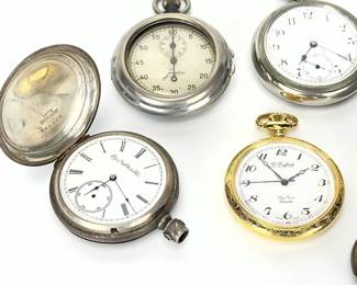 Lot of 6 Vintage Pocket Watches: Elgin, Junghans, Westclox - Untested, For Repair