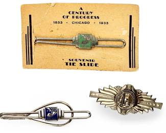 1933 Chicago Century of Progress Tie Slides & 1939 NY World's Fair Pin Lot